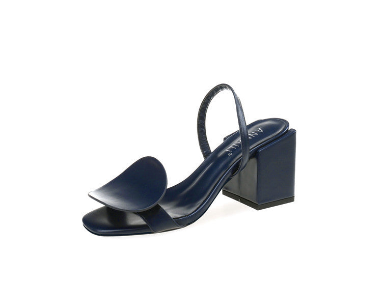 Square heel sandals for women, Roman square, trendy, personalized, thick heel, back strap, white sandals in large size