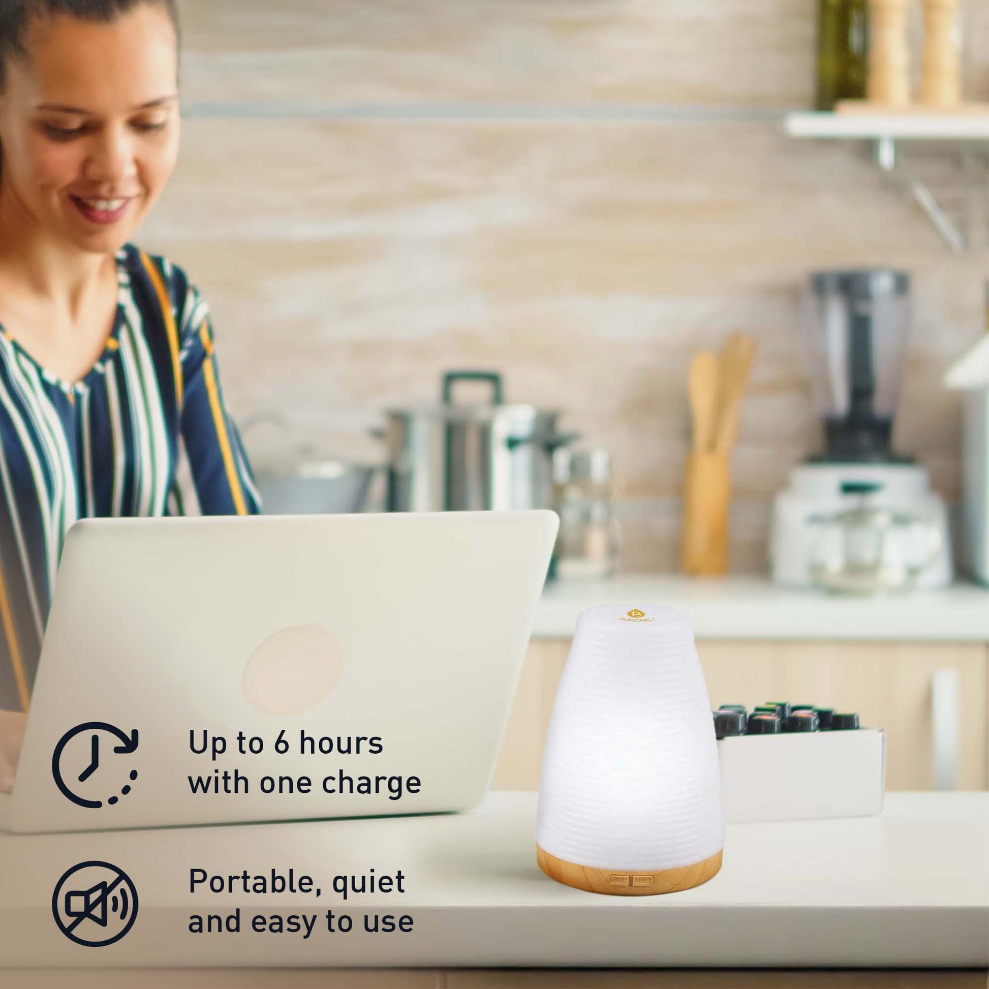 Zen Luxury Wellness Bundle: Trinity Gemstone Necklace Set, Ultrasonic Aroma Diffuser & Essential Oils Trio-2