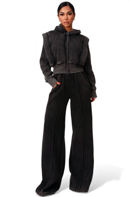 Crop Hoodie And Wide Leg SweatSuit