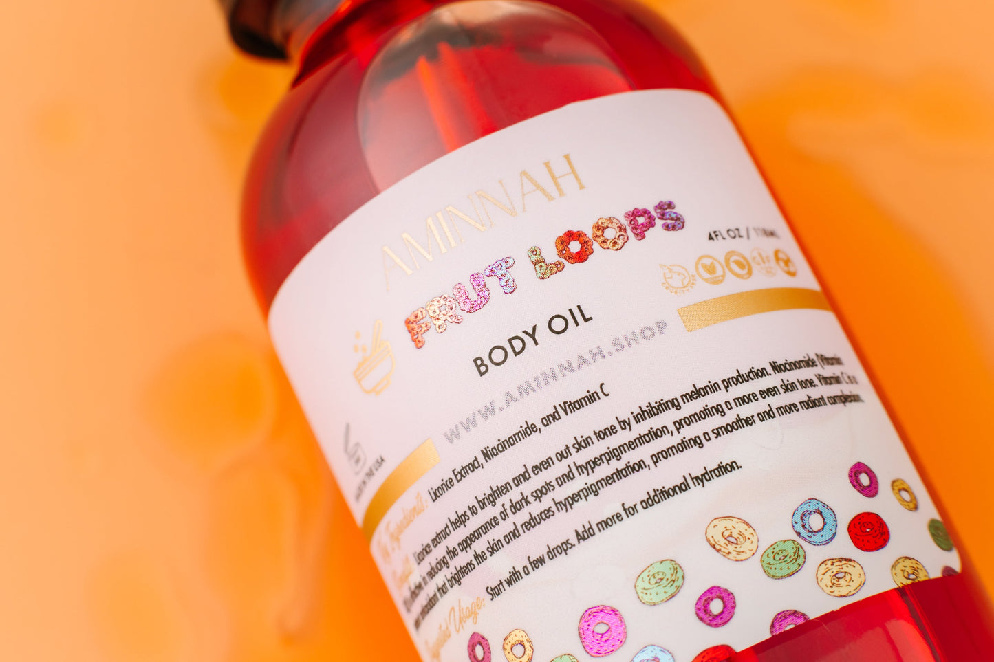 "Frut Loops" Brightening Skin Body Oil - Licorice Extract, Niacinimide, and Vitamin C
