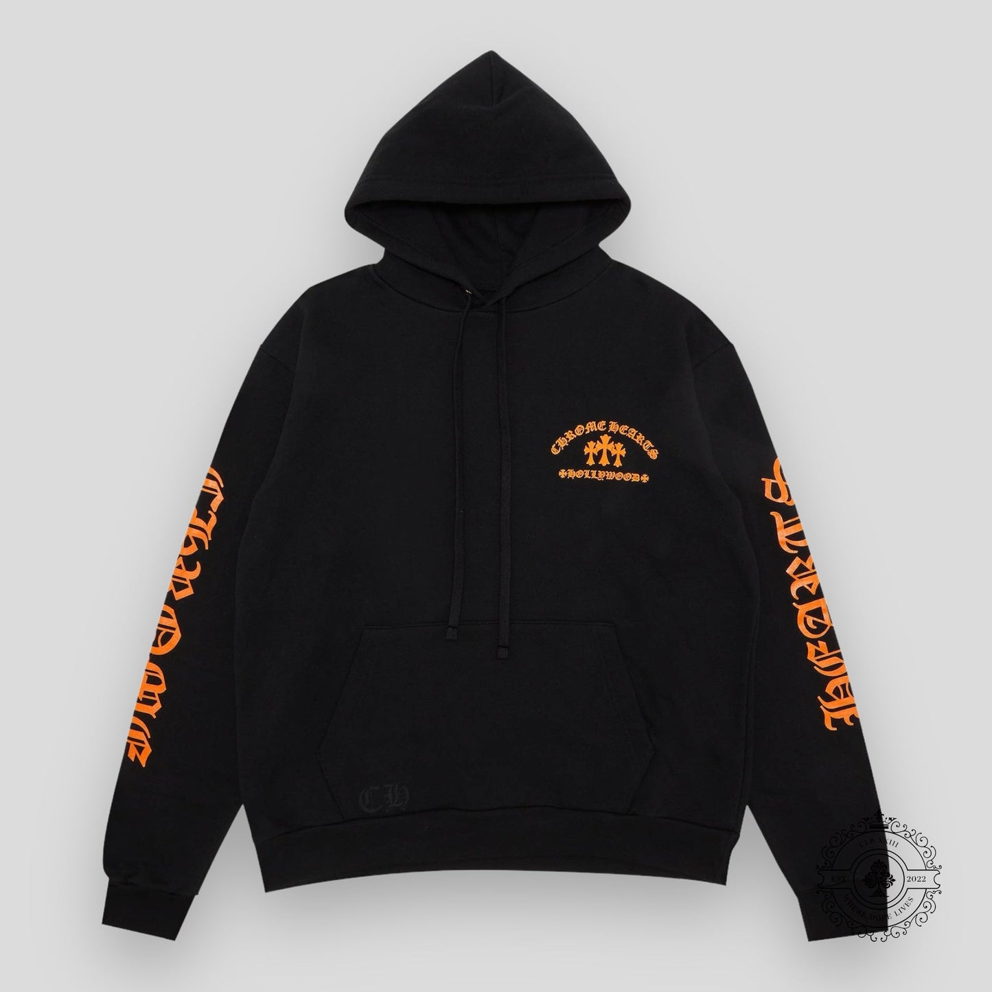 Chrome Hearts Triple Cross Hoodie- Black/Orange