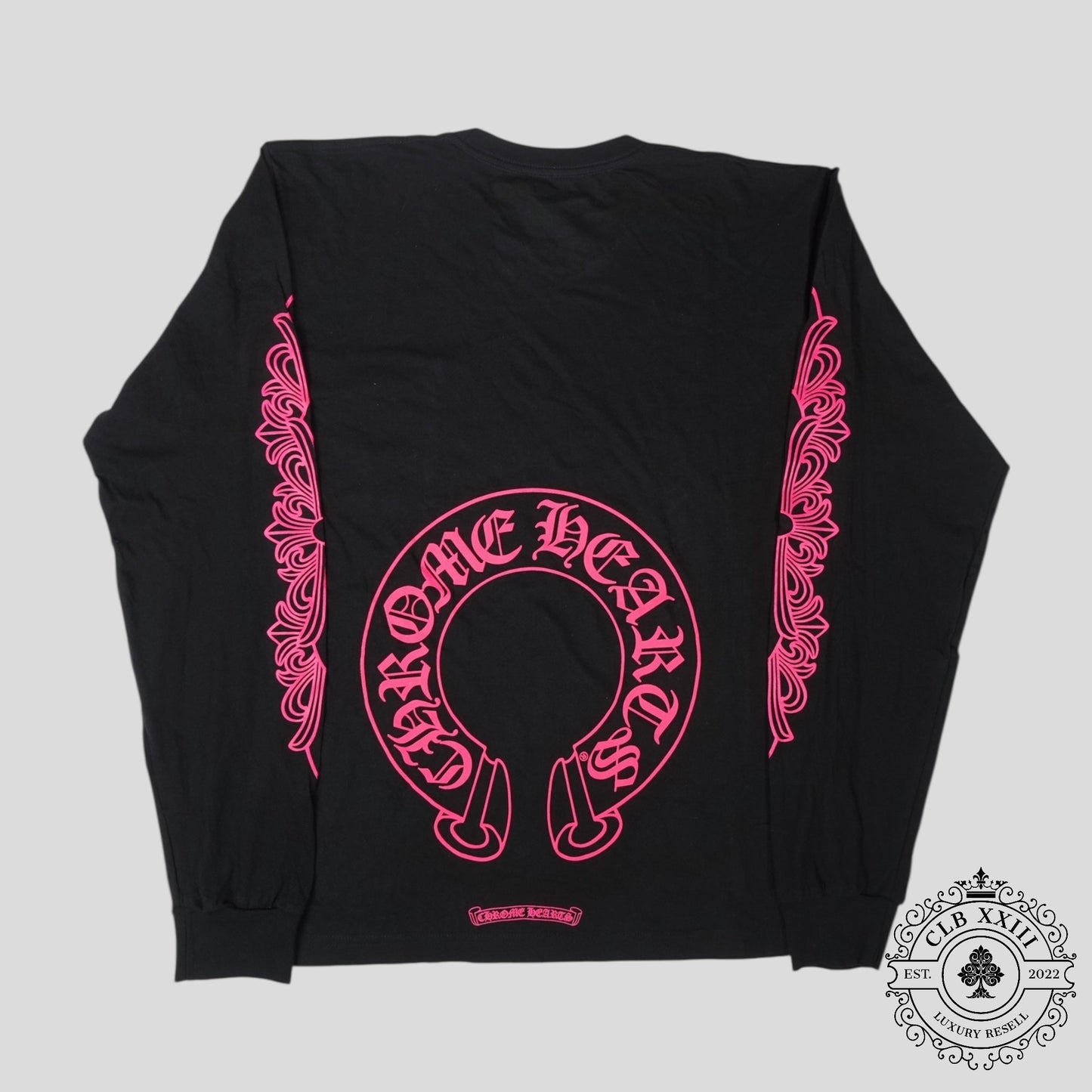 Chrome Hearts Horseshoe Logo Long Sleeve Tee in Black/Pink