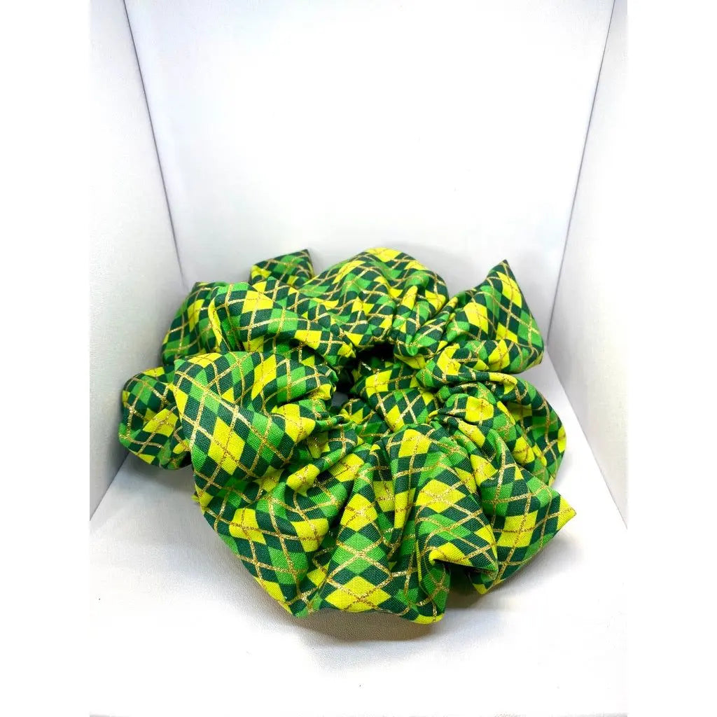 Glitter Plaid St Patrick's Scrunchie