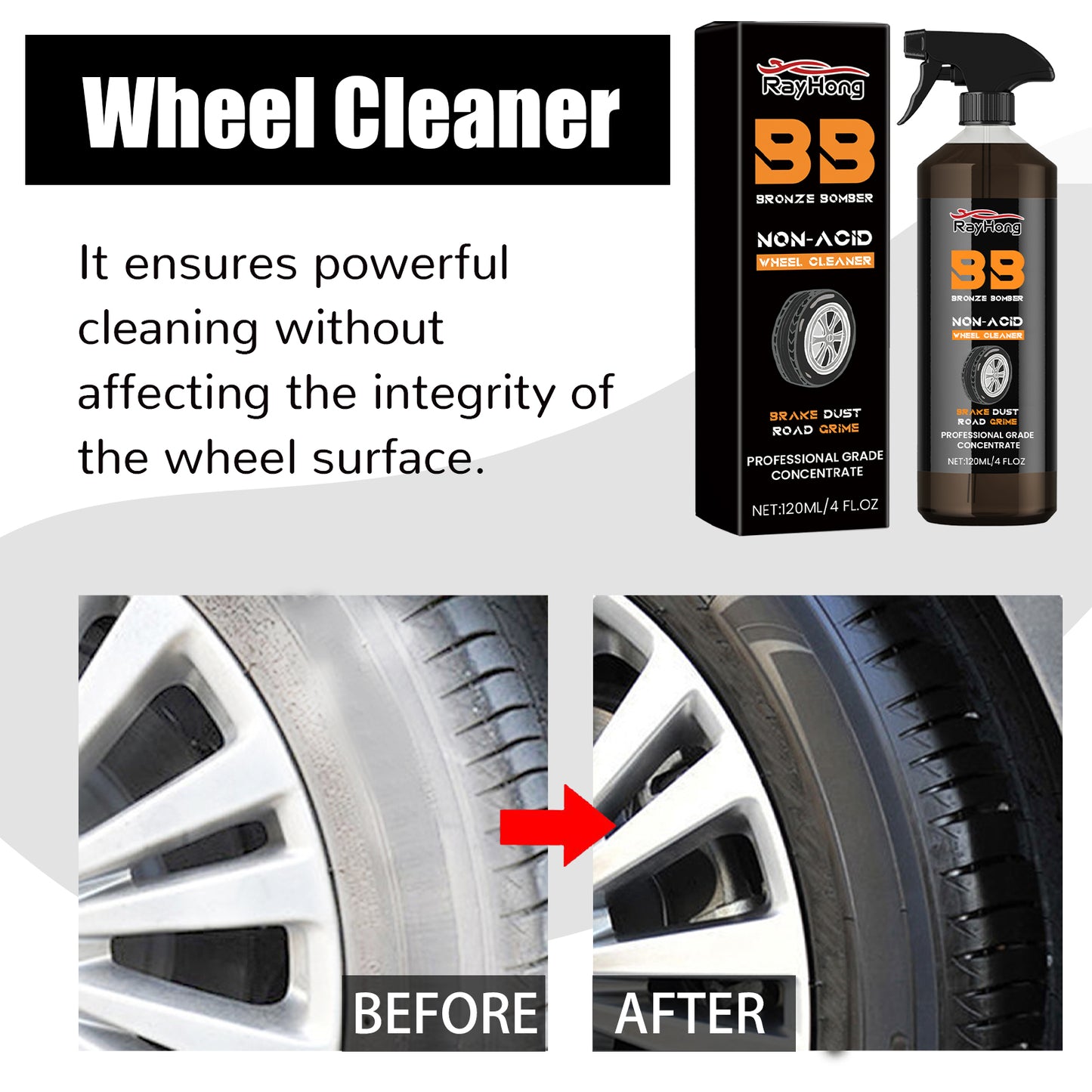 Car Wheel Cleaner, Car Tire Retread Rust Removal Polishing Stain Remover