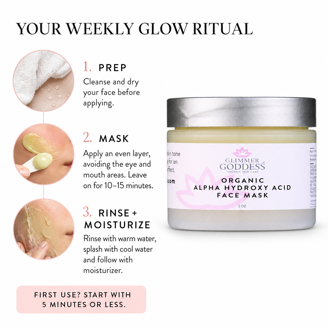 Organic AHA Face Mask – Renewing Treatment for Exfoliation & Glow