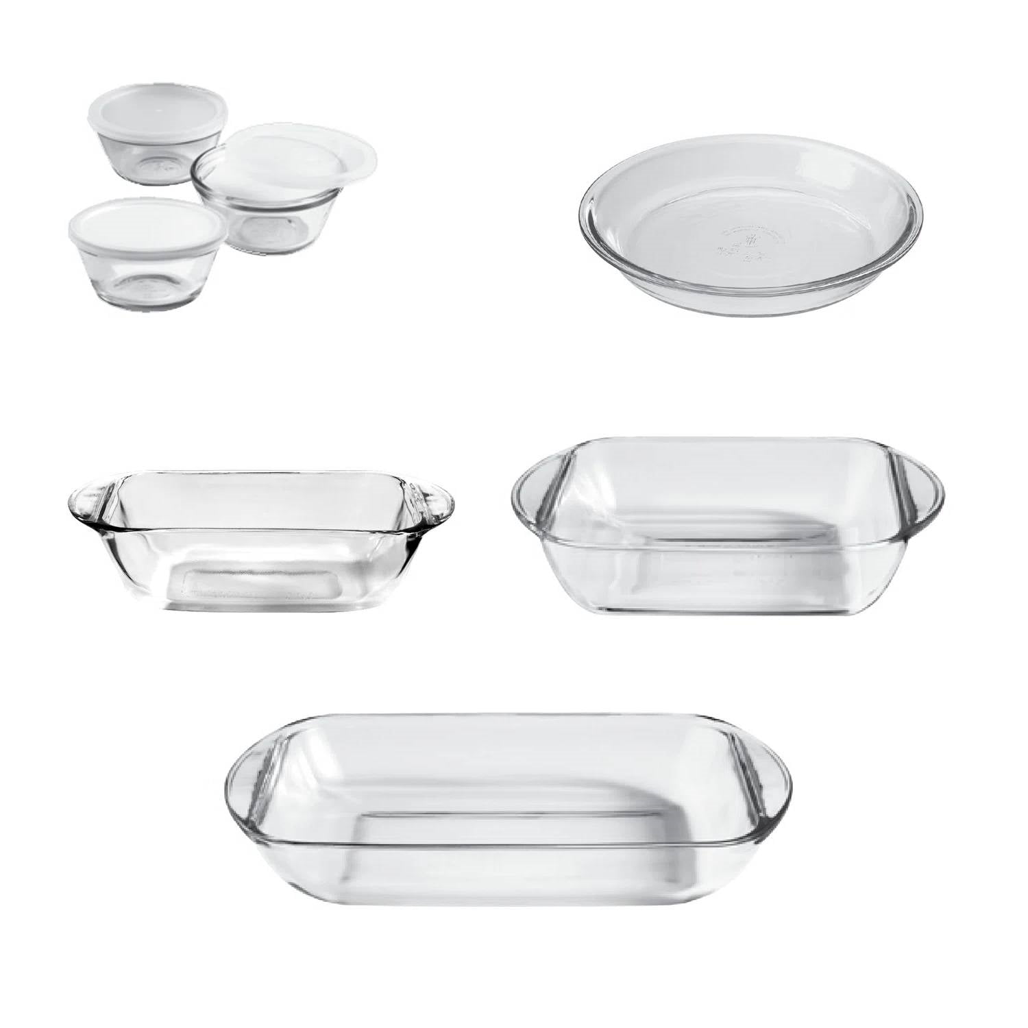 10-Piece Glass Bakeware Food Storage Set with 3 Clear Plastic Lids-0