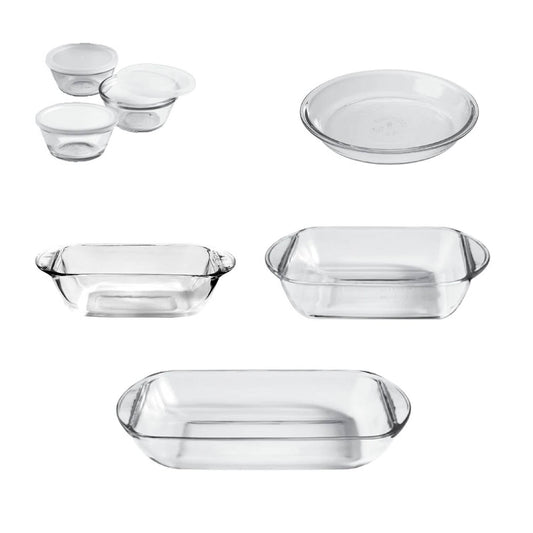 10-Piece Glass Bakeware Food Storage Set with 3 Clear Plastic Lids-0