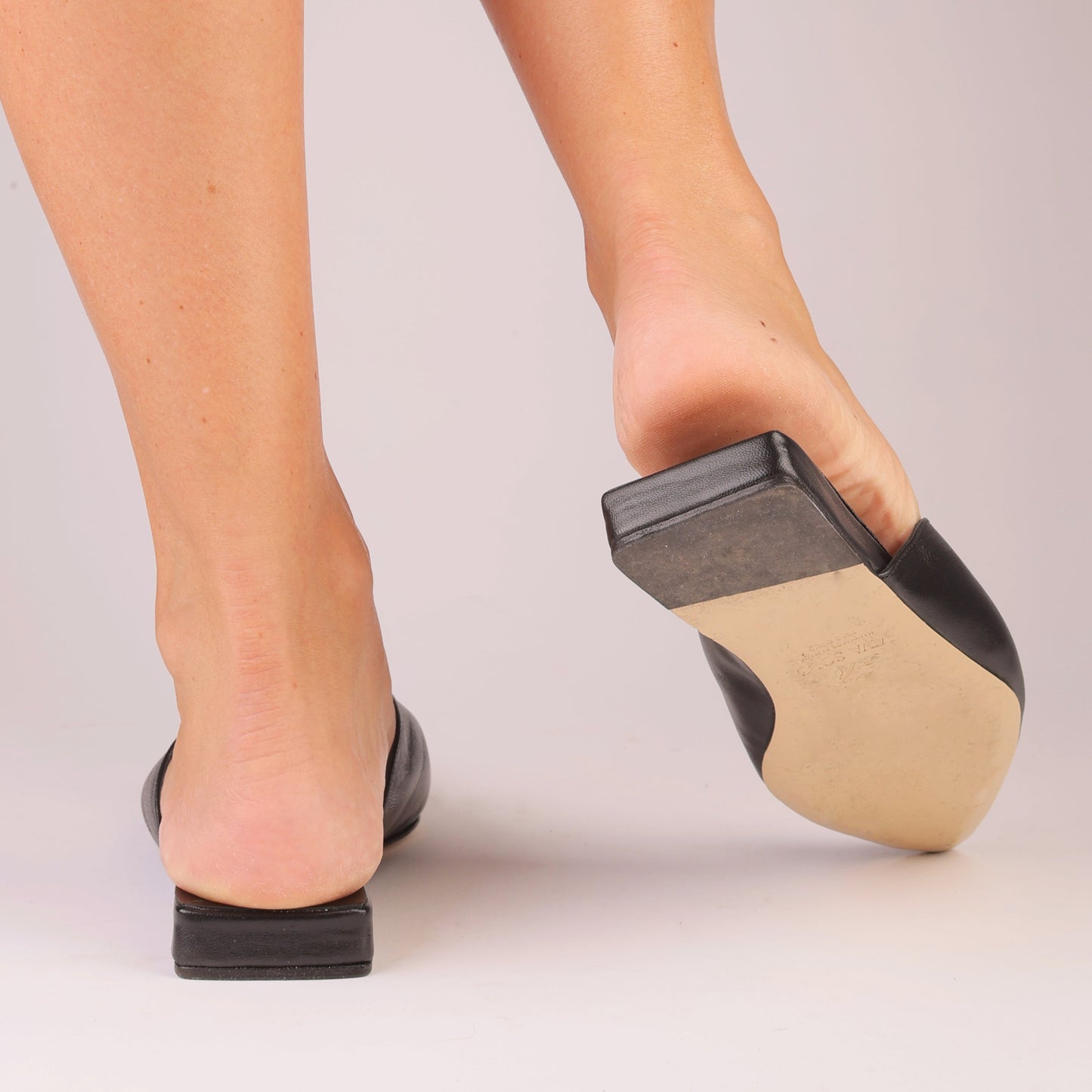 AURORA SLIDE – Black Nappa Slipper with Sculptural Sphere Detail