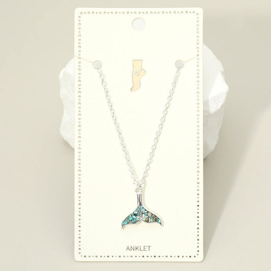 Crushed Pebble Whale Tail Charm Anklet