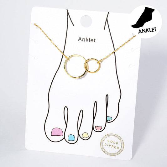 Gold Dipped Double Ring Link Chain Anklet
