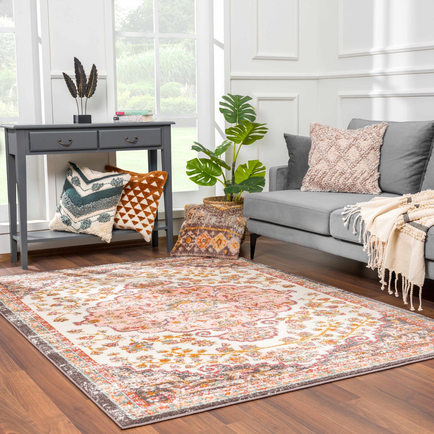 Oark Floral Medallion Area Rug-5