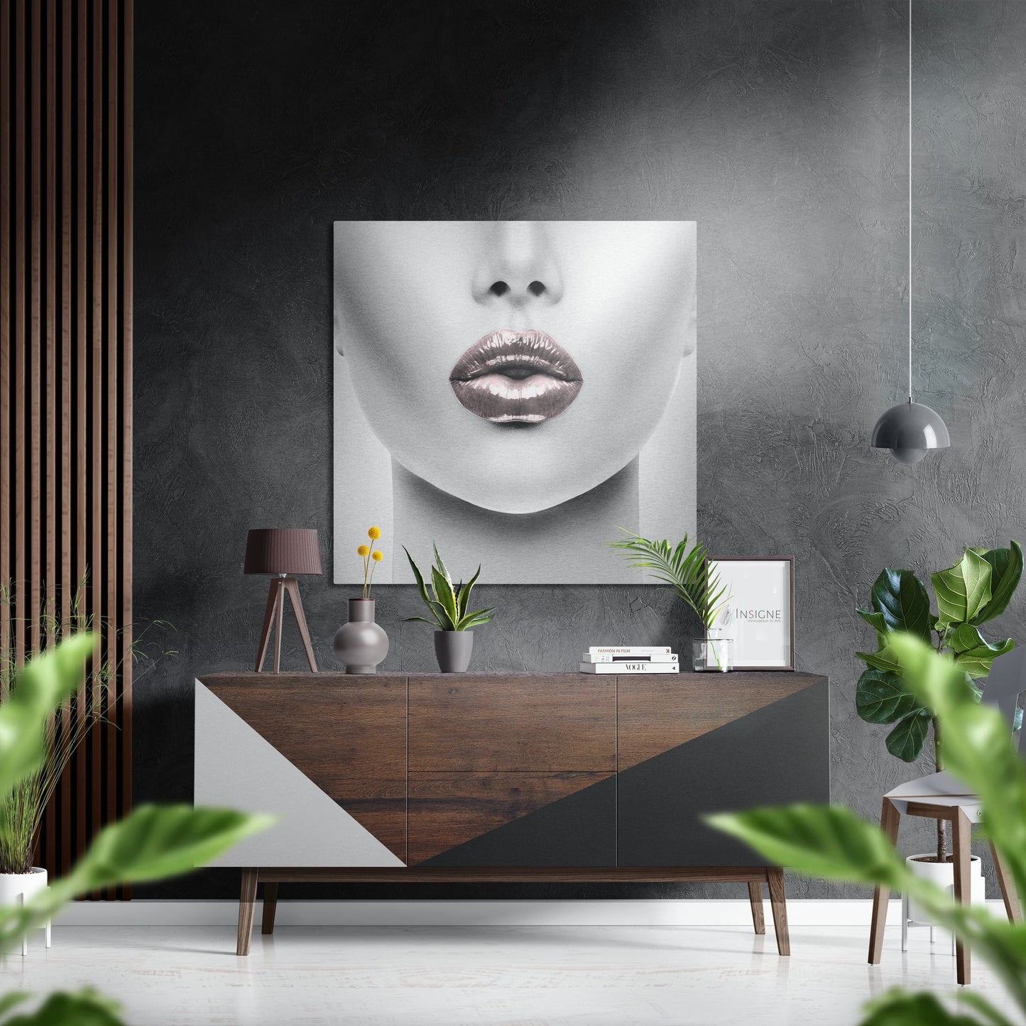 Lips Brushed Aluminium Dibond Wall Art