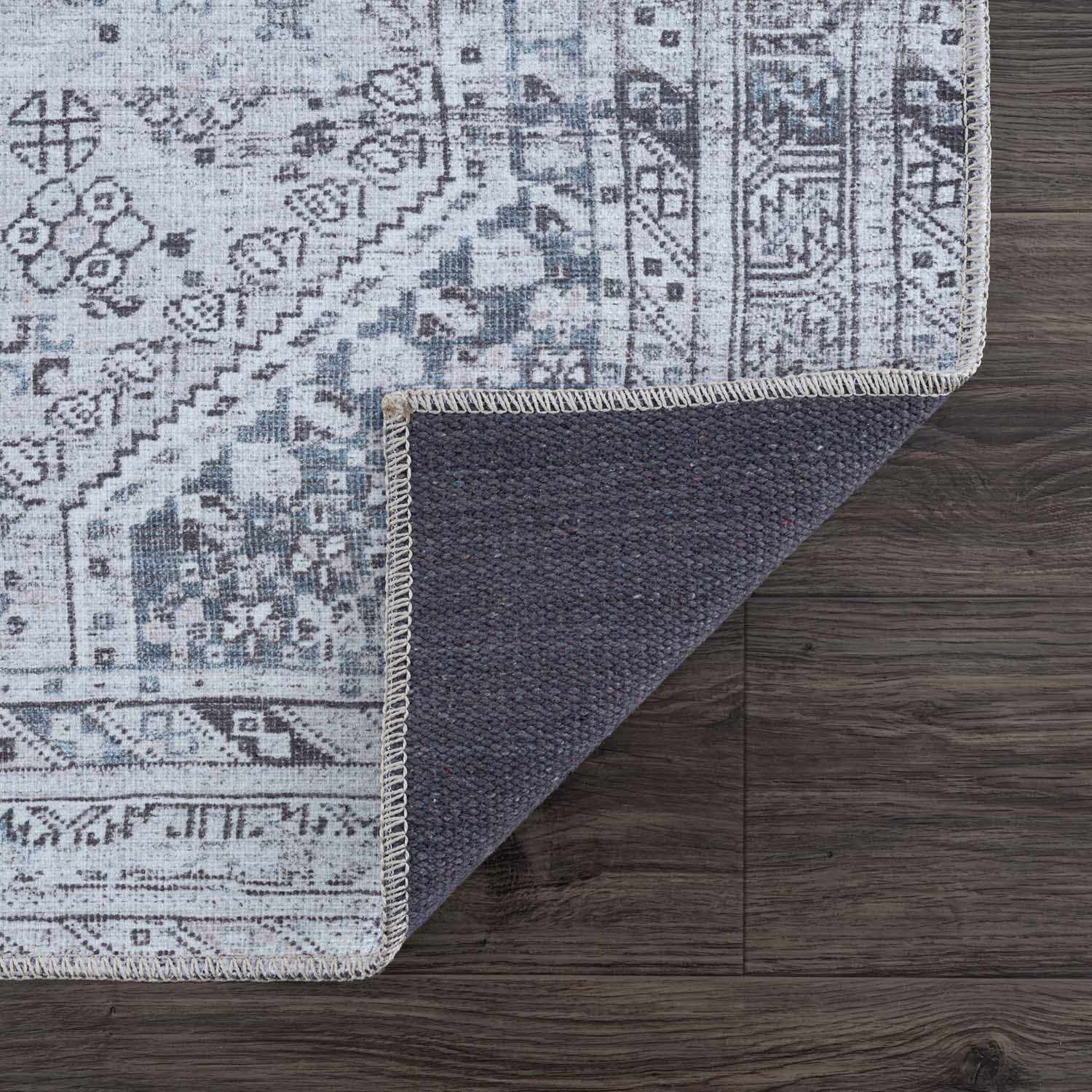 Barny Gray Denim Washable Rug-4