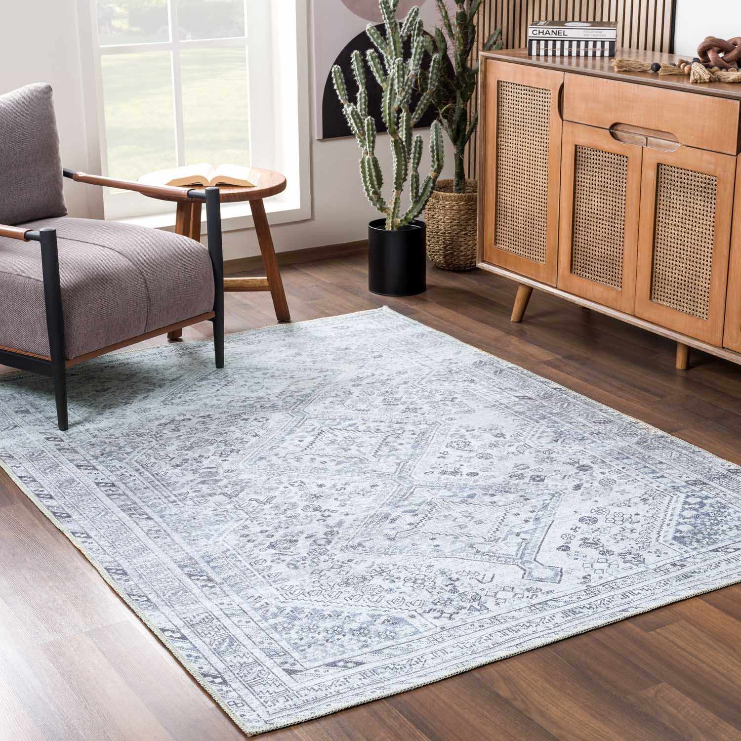 Barny Gray Denim Washable Rug-2