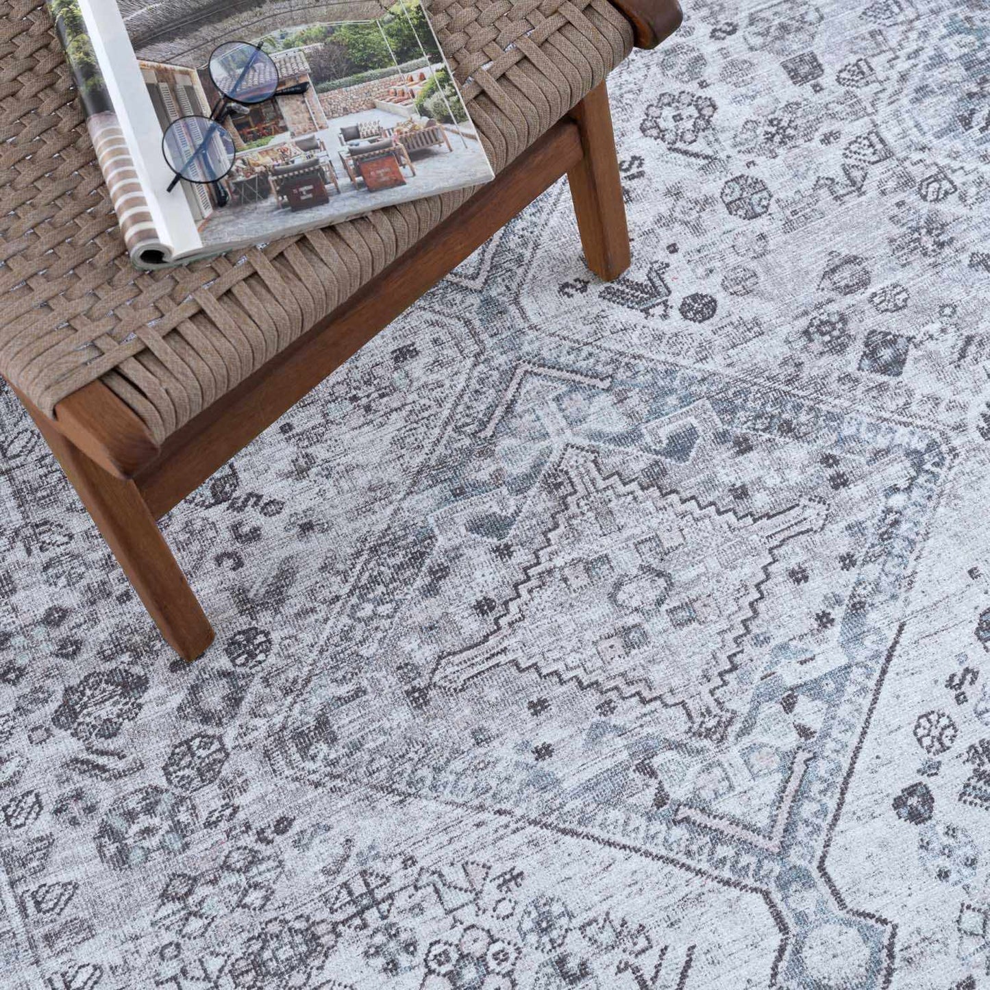 Barny Gray Denim Washable Rug-0