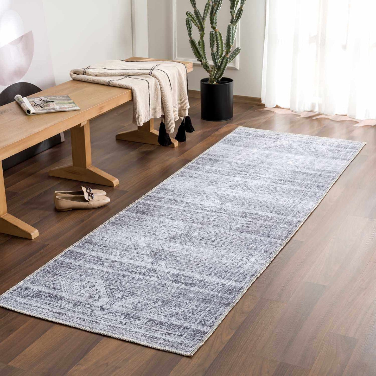 Barny Gray Blue Washable Rug-6