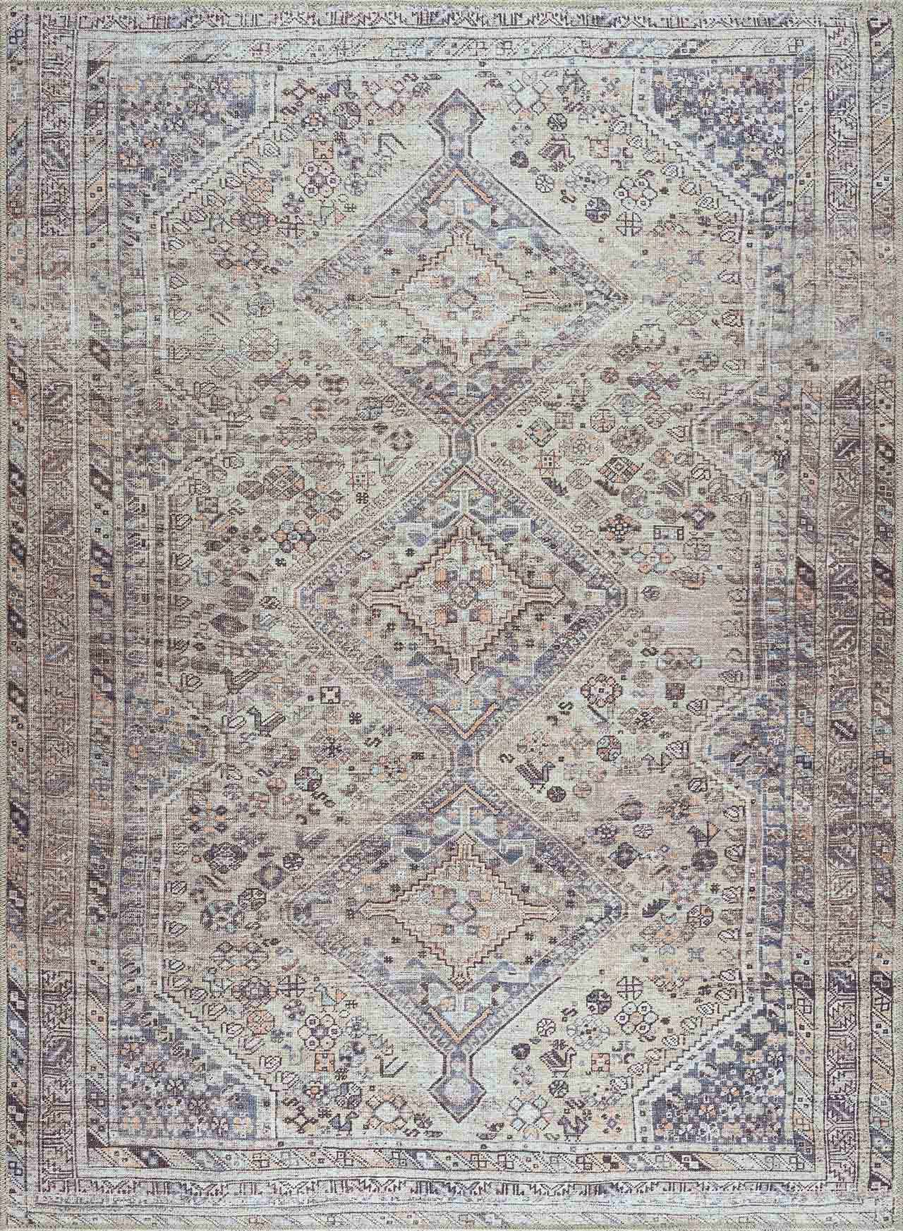 Barny Tan Flat Pile Washable Rug Area Rug-1