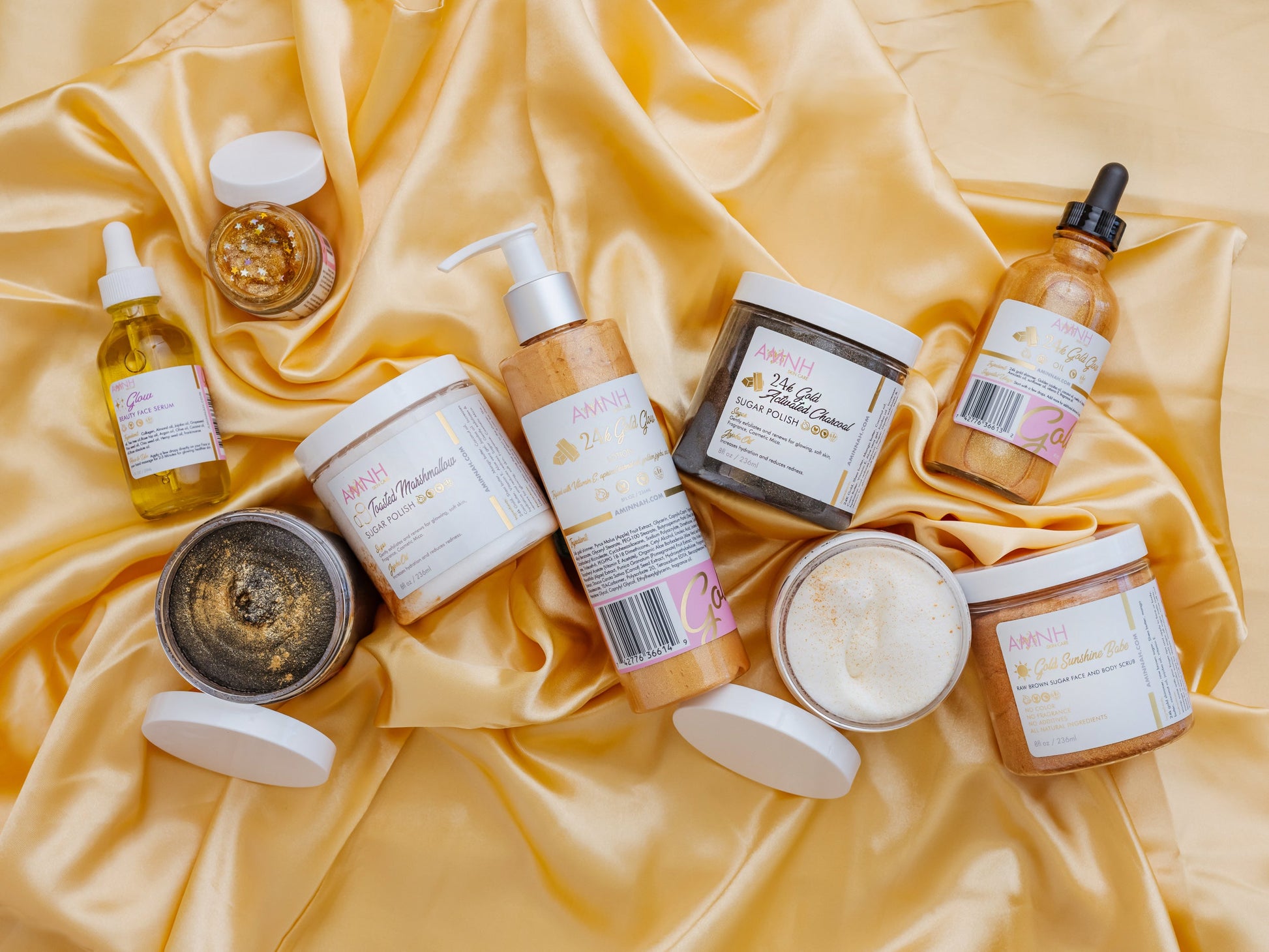 24K Gold Bundle-AMNH AMINNAH 24K Golden spa luxury skincare vegan cruelty free organic natural ingredients woman owned brand AMNH AMINNAH 24K Golden spa luxury skincare vegan cruelty free organic natural ingredients woman owned brand