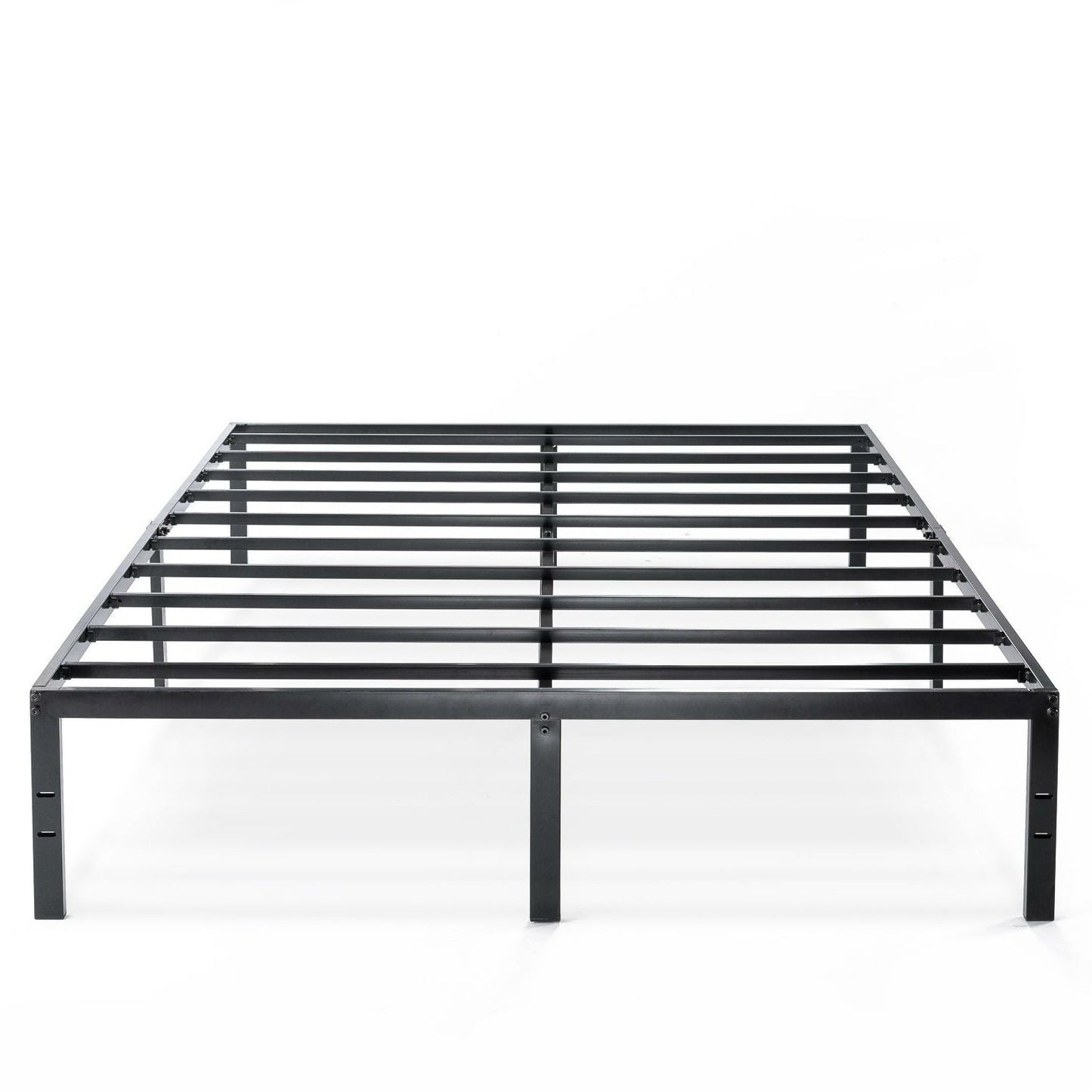 Queen size Sturdy Black Metal Platform Bed Frame with Headboard Attachments-0
