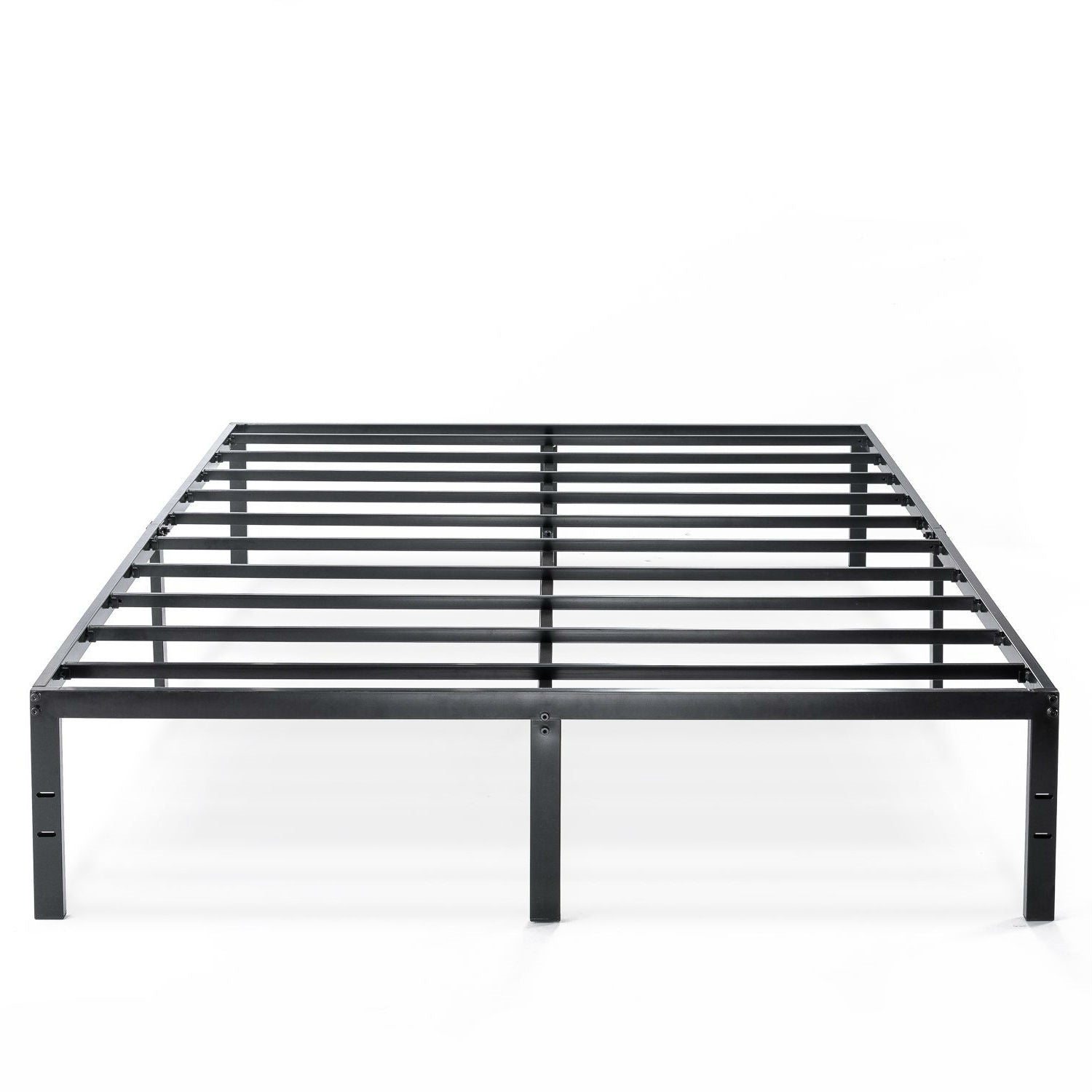 Queen size Sturdy Black Metal Platform Bed Frame with Headboard Attachments-0