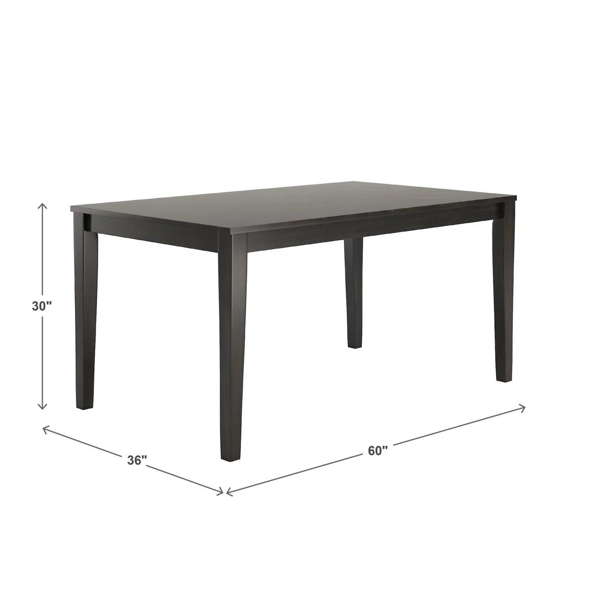 Classic 36 x 60 inch Farmhouse Dining Table in Antique Black Wood Finish-2