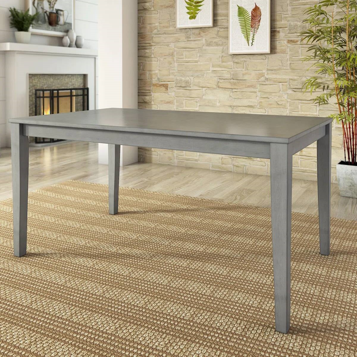 Rectangular 36 x 60 inch Farmhouse Dining Table in Antique Grey Wood Finish-0