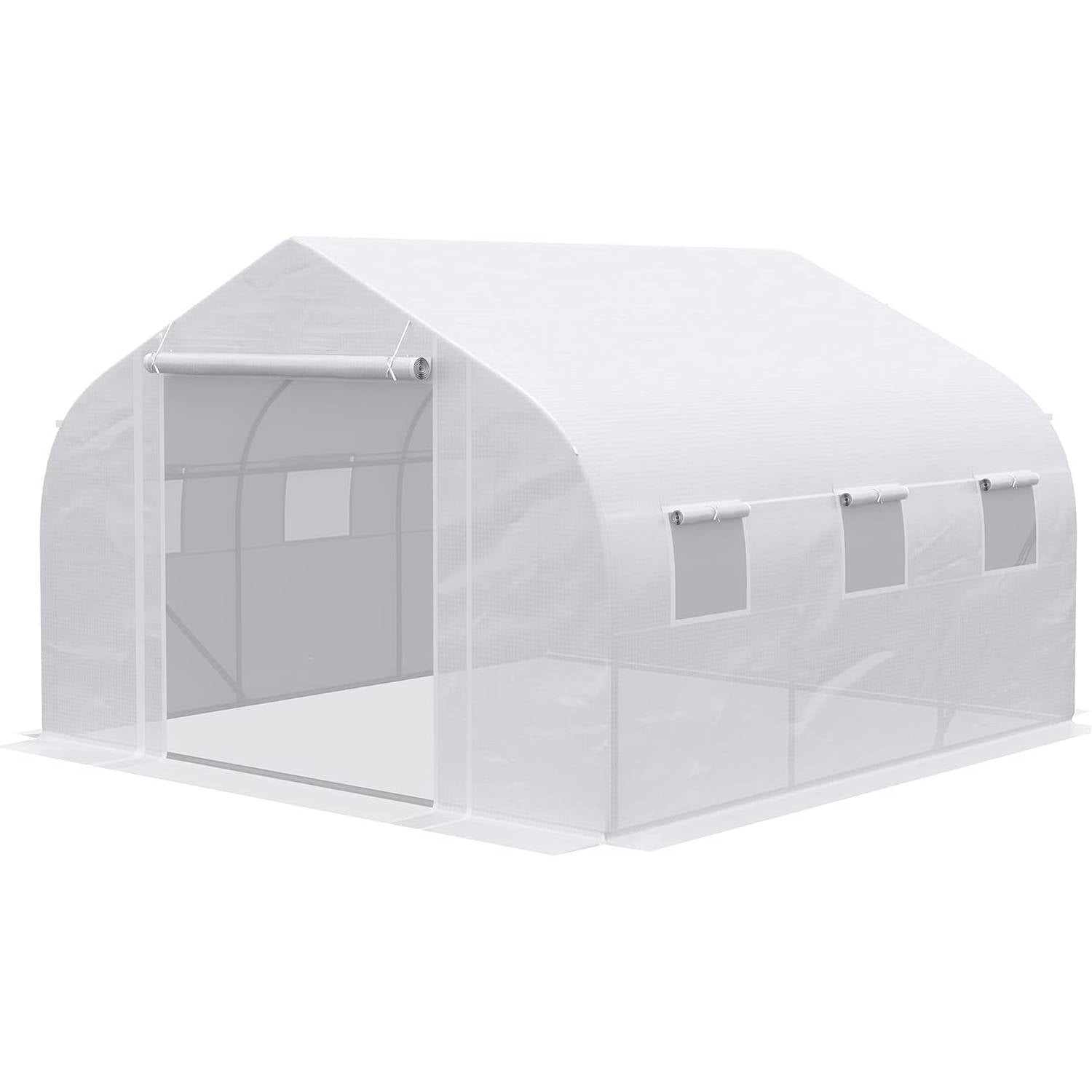 Greenhouse w/ White PE Cover and Heavy Duty Steel Frame 11.5' x 10' x 6.5'-0