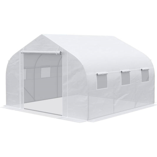 Greenhouse w/ White PE Cover and Heavy Duty Steel Frame 11.5' x 10' x 6.5'-0