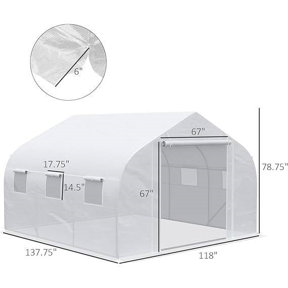 Greenhouse w/ White PE Cover and Heavy Duty Steel Frame 11.5' x 10' x 6.5'-3