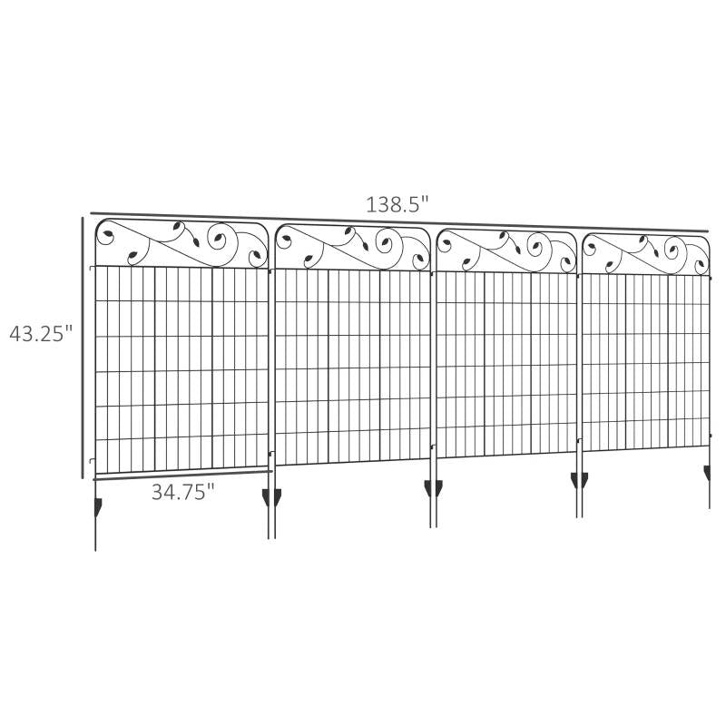 4 Pack Steel Foldable Fence Trellis Panel Animal Barrier-4