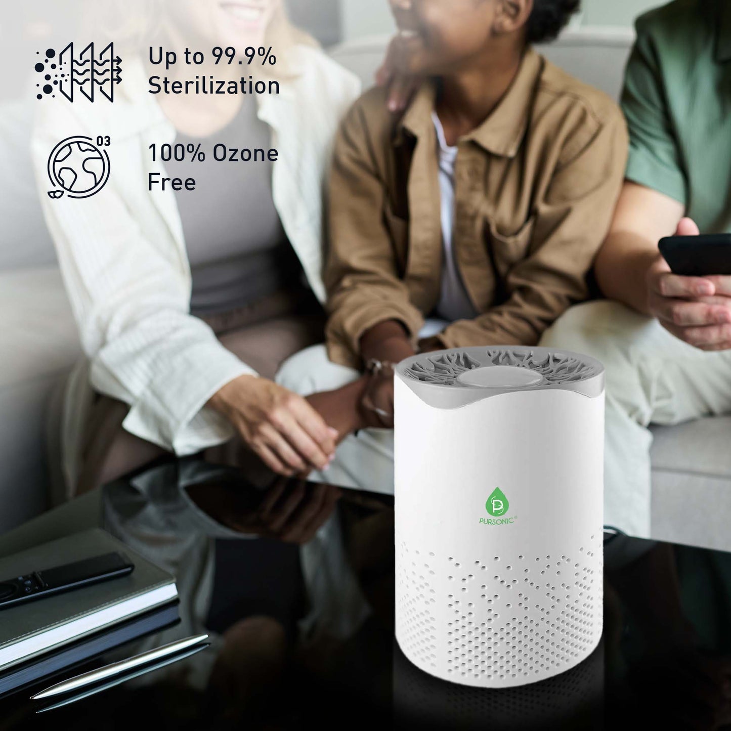 Pursonic Clean Air & Relaxation Bundle – Includes USB Powered True HEPA Air Purifier + 10 Handmade Organic Bath Bombs-2