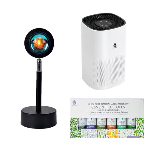 Home Wellness Bundle – True HEPA Air Purifier, Sunset Projector Lamp & 6-Pack Essential Oils-0