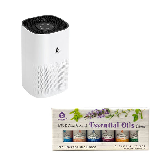 Pursonic Purify & Relax Home Wellness Bundle - True HEPA Air Purifier & 6 Pack of 100% Pure Essential Oils Blends-0