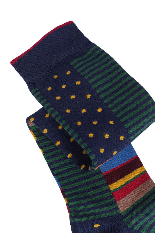 GALLO - Men's long socks with stripes and polka dots pattern  - Size One size-0