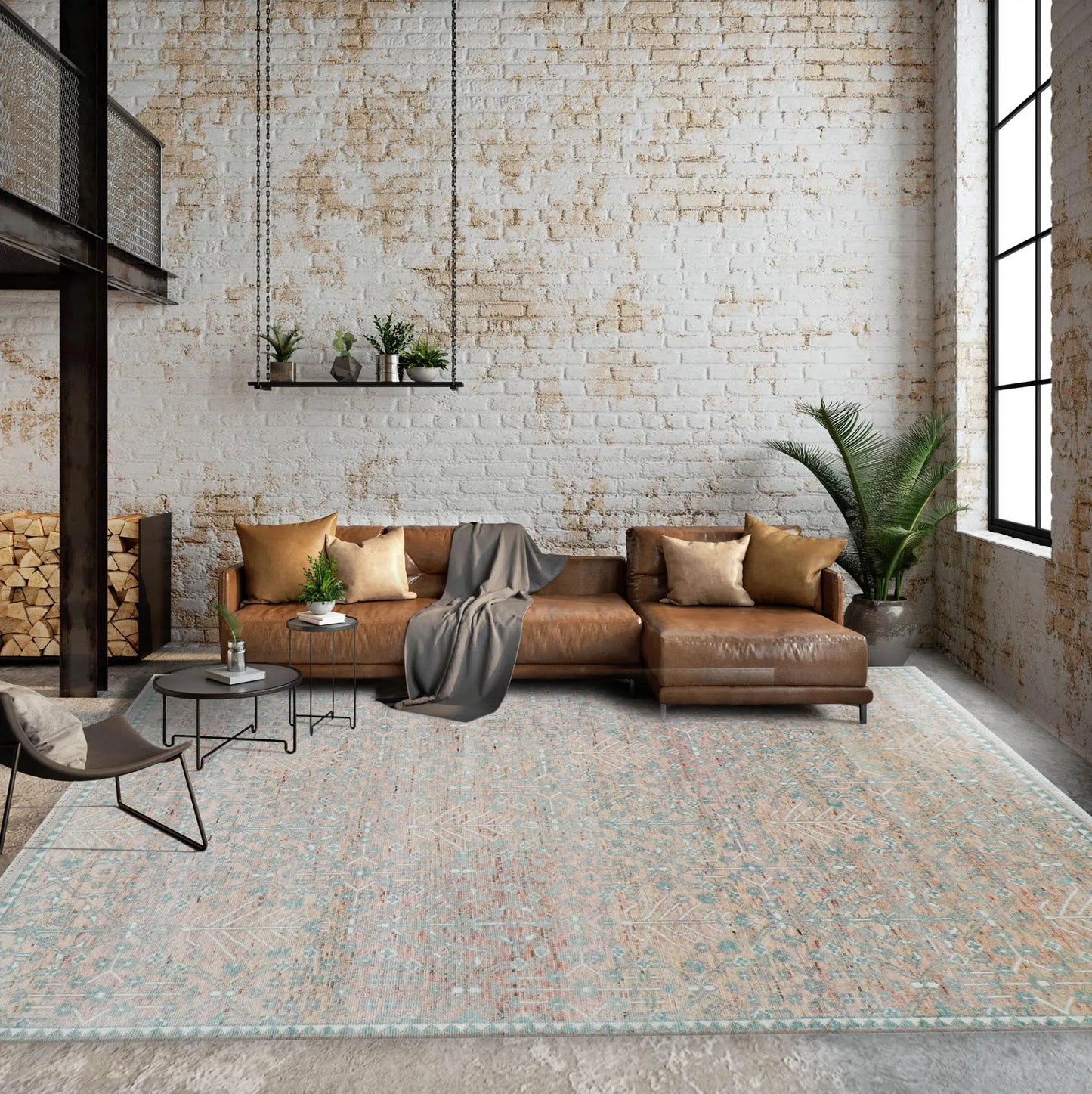 10' 2''x12' 11'' Blush, Aqua Color Hand Knotted LoomBloom Muted Turkish Oushak  100% Wool Transitional Oriental Area Rug-0