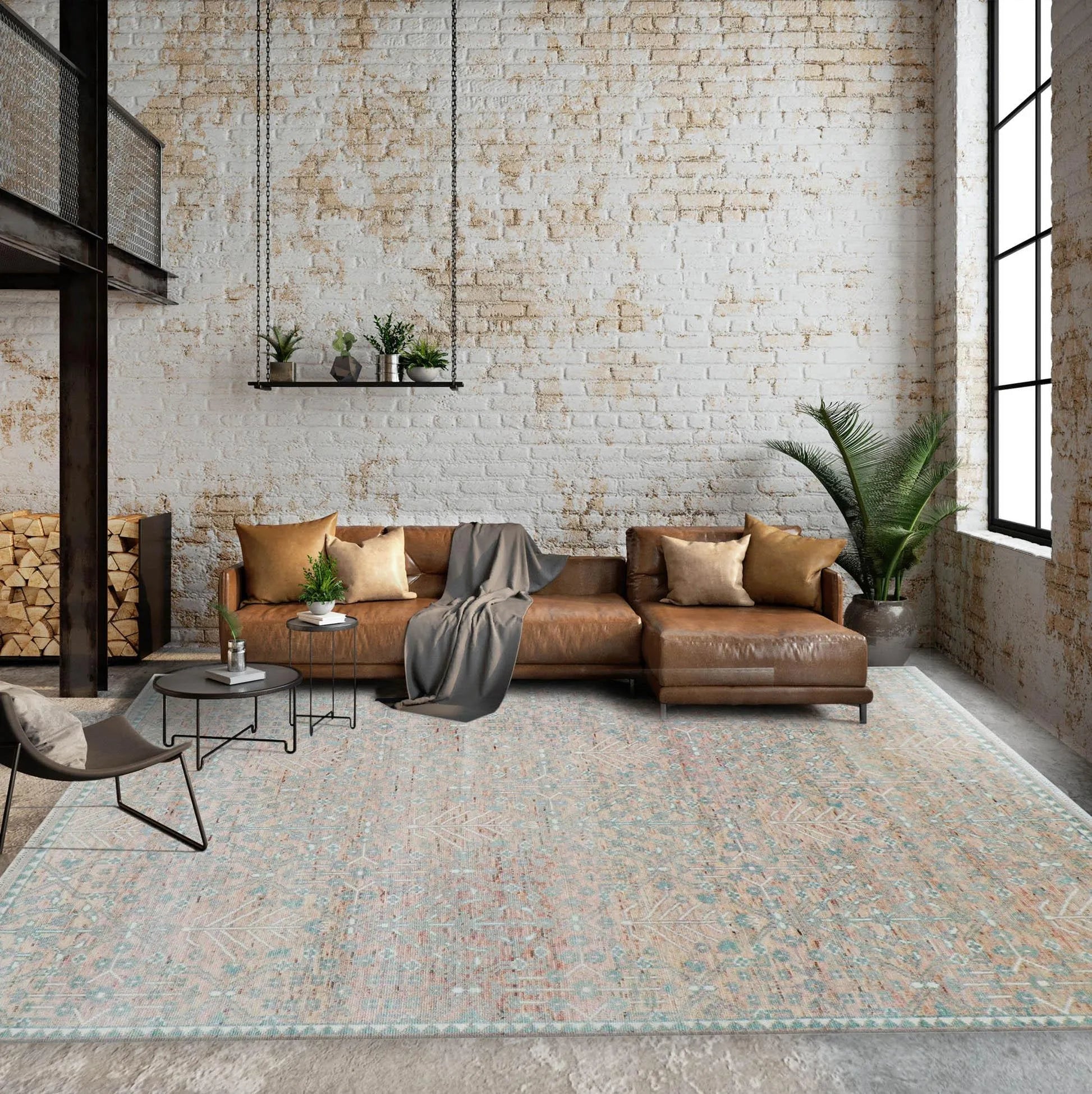 10' 2''x12' 11'' Blush, Aqua Color Hand Knotted LoomBloom Muted Turkish Oushak  100% Wool Transitional Oriental Area Rug-0