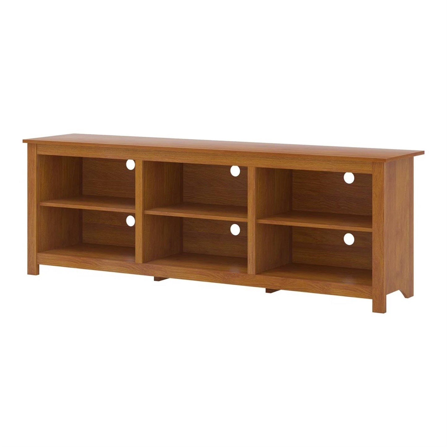 Farmhouse TV Stand in Amber Brown Wood Finish - for TVs up to 70-inch-1