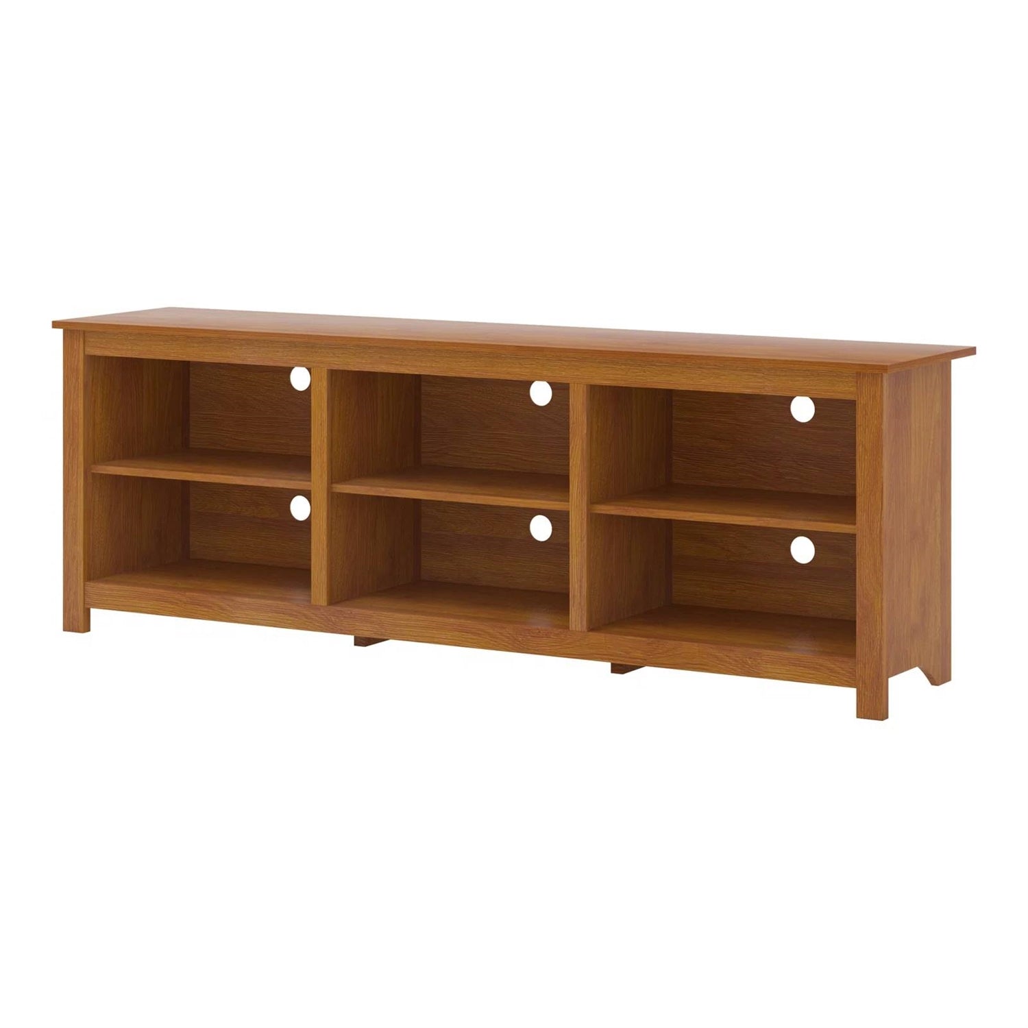 Farmhouse TV Stand in Amber Brown Wood Finish - for TVs up to 70-inch-1