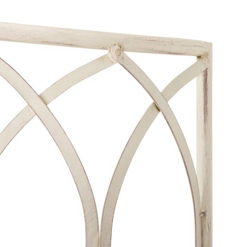 Half-Circle Outdoor Patio Garden Antique White Wrought Iron Tree Bench-2