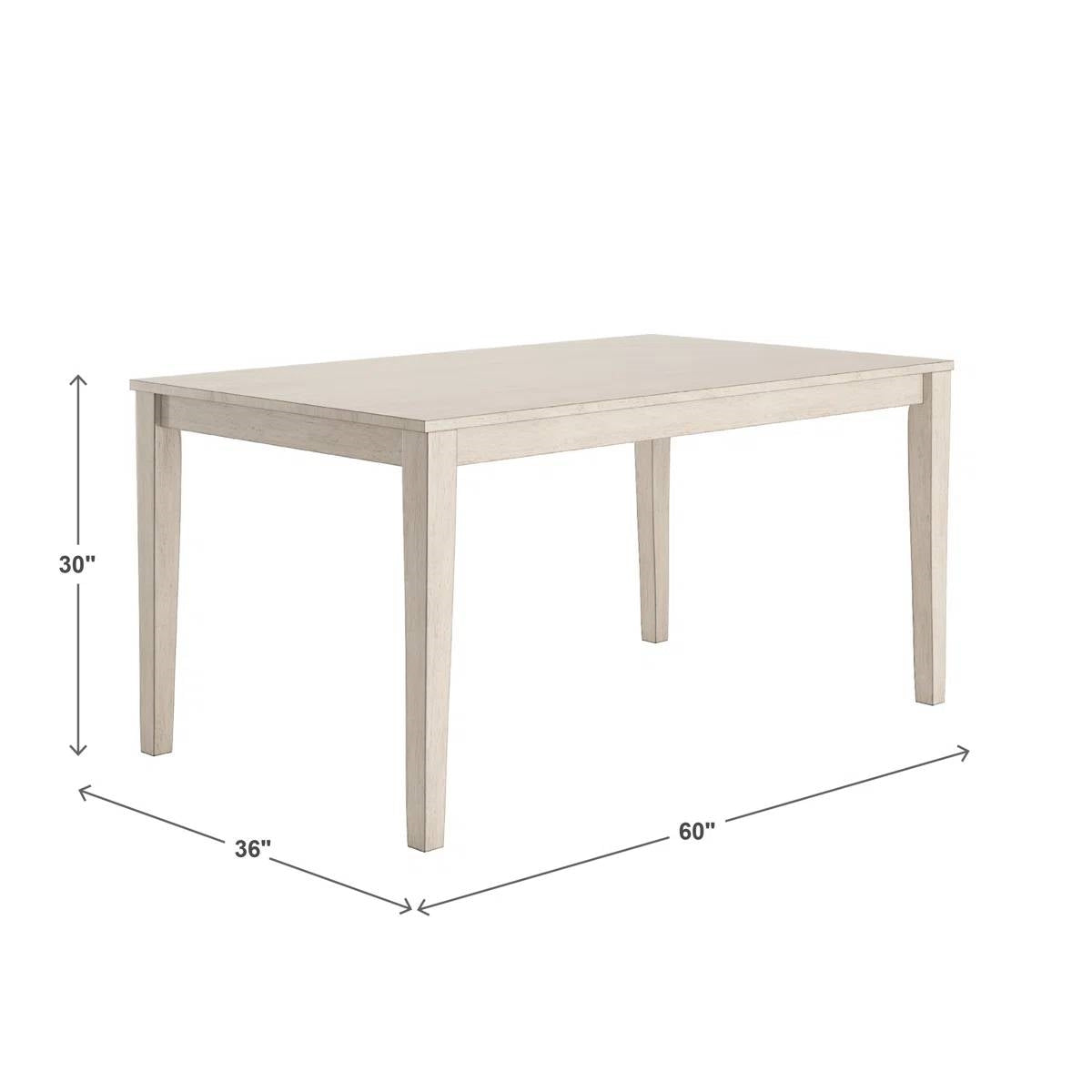 Farmhouse 36 x 60 inch Rectangular Dining Table in Antique White Wood Finish-2