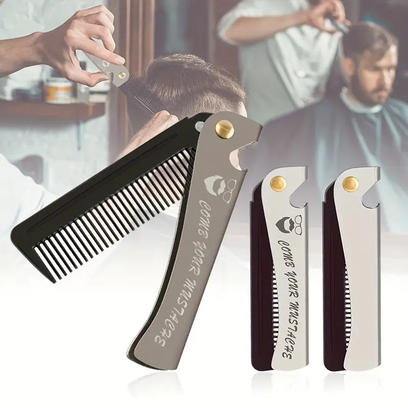 Portable Stainless Steel Beard Comb and Bottle Opener