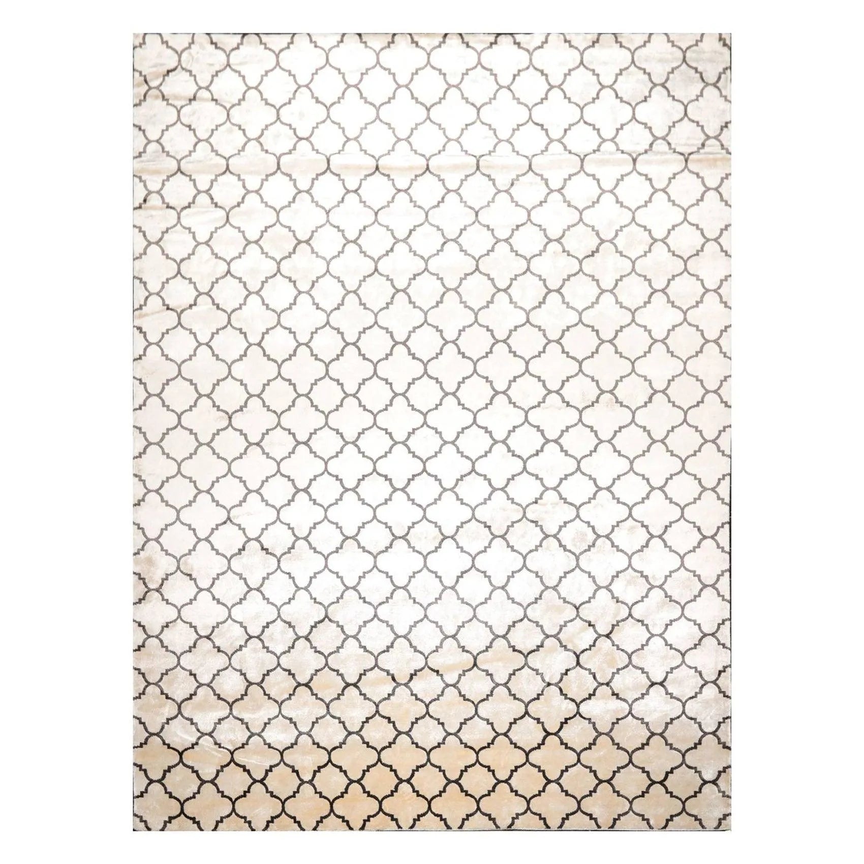 9' x 12' Hand Knotted Tibetan Viscose Quatrefoil Modern Oriental Area Rug Ivory-0