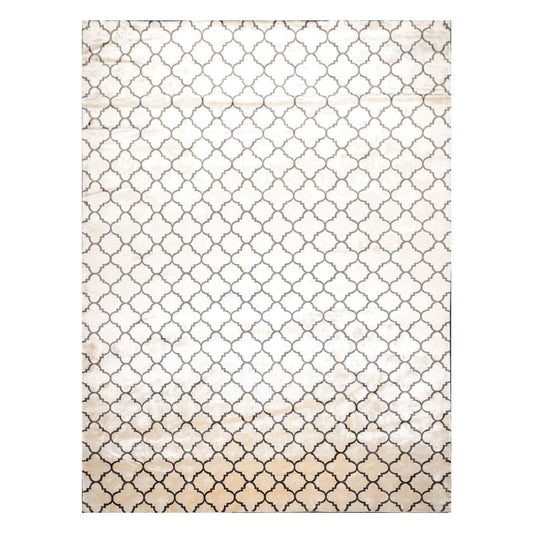 9' x 12' Hand Knotted Tibetan Viscose Quatrefoil Modern Oriental Area Rug Ivory-0