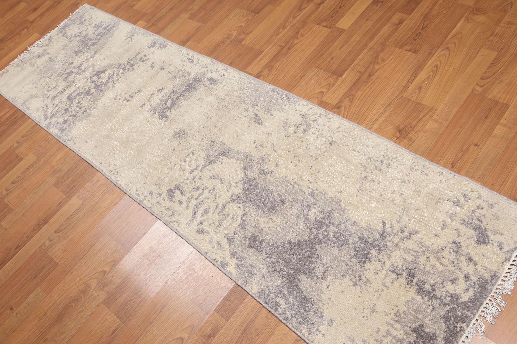 2'4" x 8' Hand Knotted Abstract Modern Wool Runner Area rug Ivory-0
