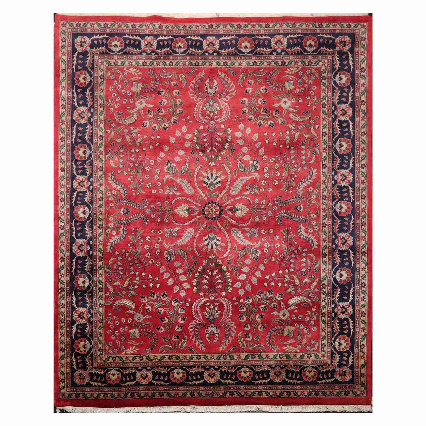 7'9" x 9'9" Hand Knotted 100% Wool Indo Saroukk 200 KPSI Area Rug Rose-0