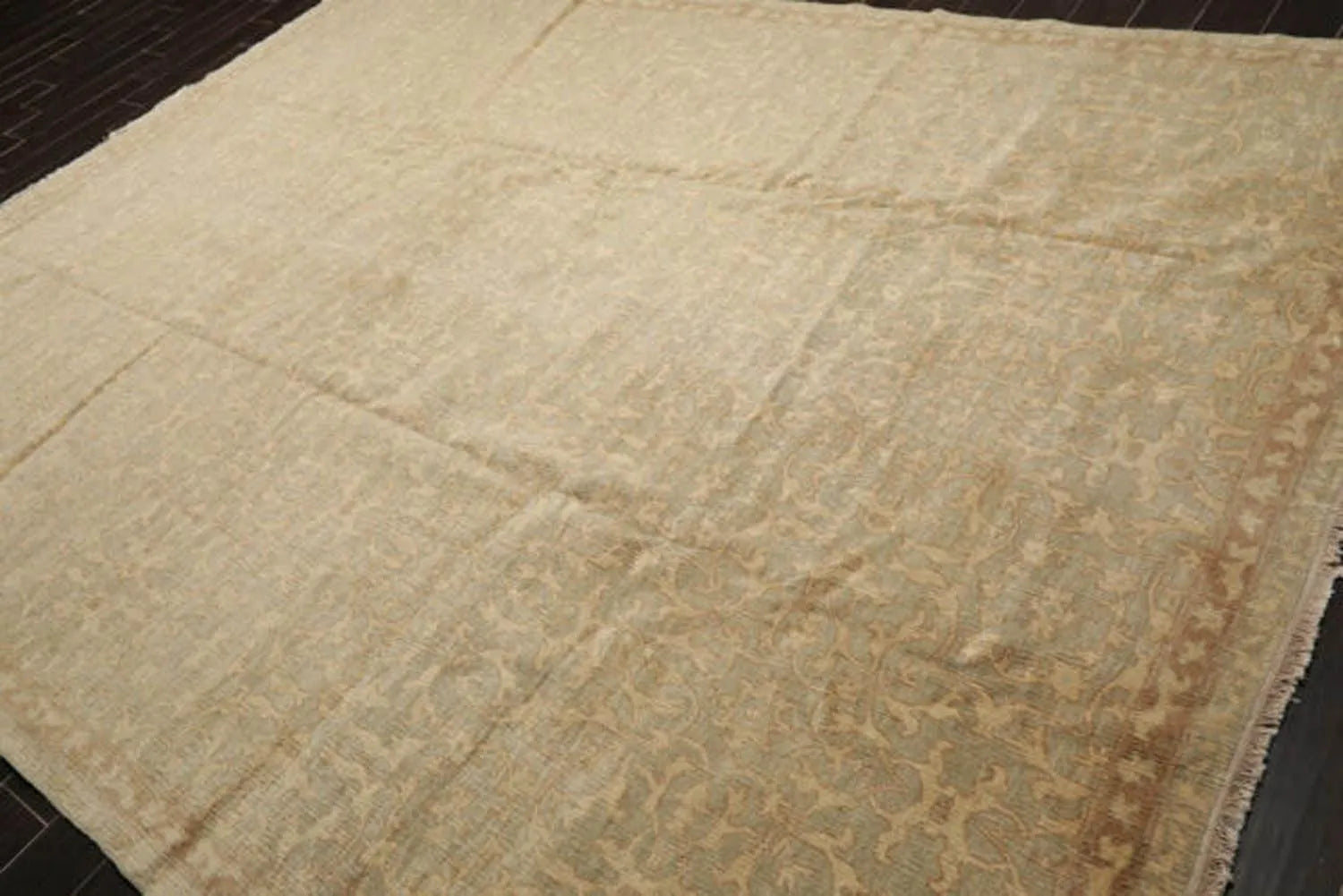 9’ x 12’ Hand Knotted 100% Wool Tibetan Antiqued Area Rug Light Green, Beige-0