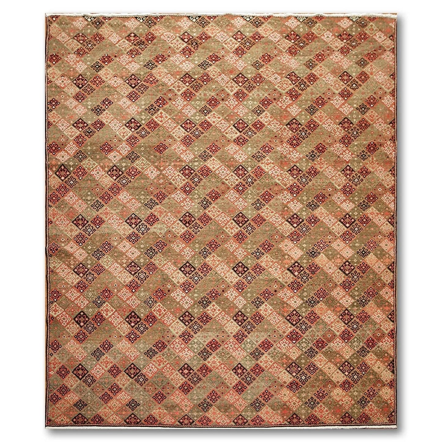 8x10 Olive Brown Hand knotted 100% Wool Modern & Contemporary Oriental Area Rug-1