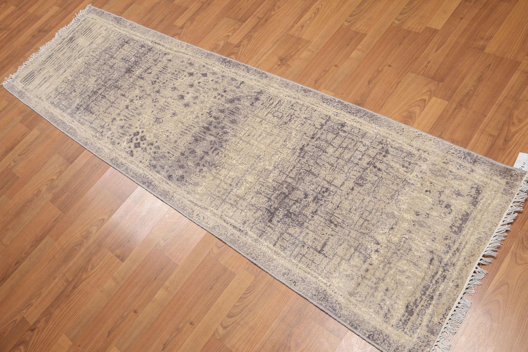 2'4" x 8' Hand Knotted Abstract Modern 100% Wool runner Area rug Beige-0