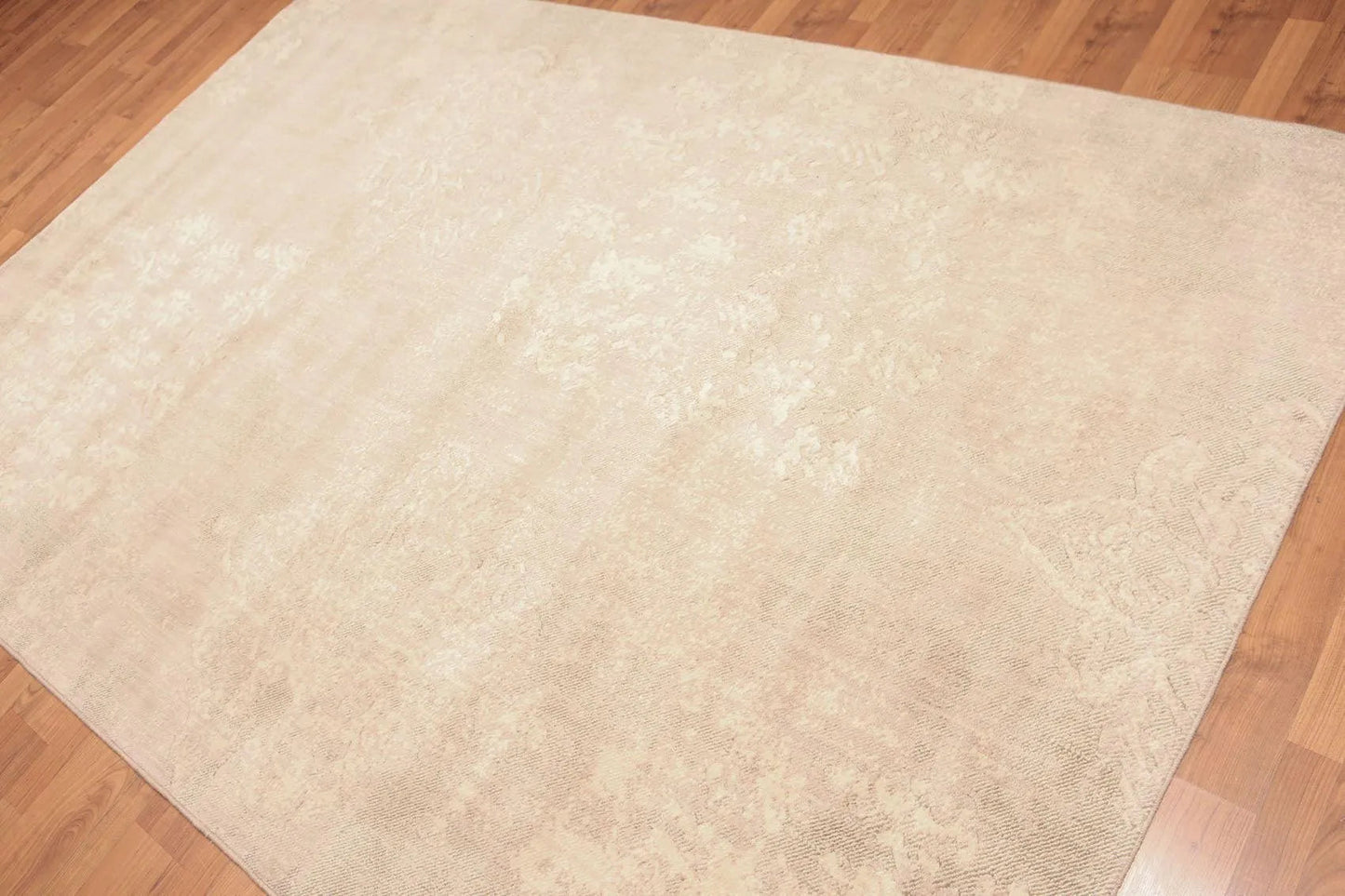 6' x 9' Contemporary Textured Industrial Look Wool Area rug Beige-0