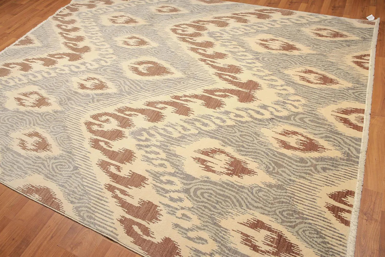8' x 10' Hand Knotted 100% Wool Ikat Bold Design Oriental Area Rug Beige-1